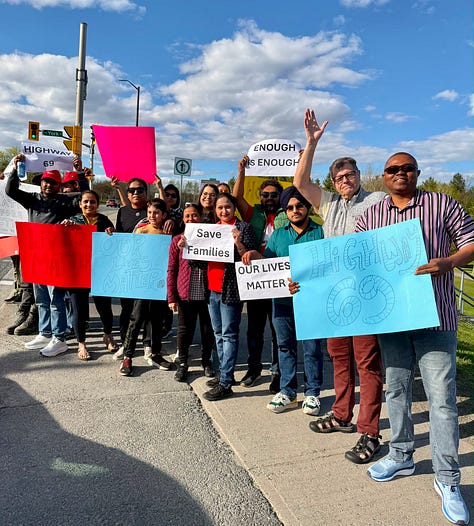 Les membres des ALPs de Sudbury et de Nickel Belt mènent une manifestation