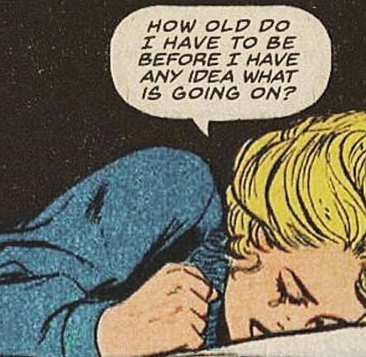 This may contain: a comic book page with a boy sleeping in bed and the caption reads how old do i have to be before i have any idea what is going on?