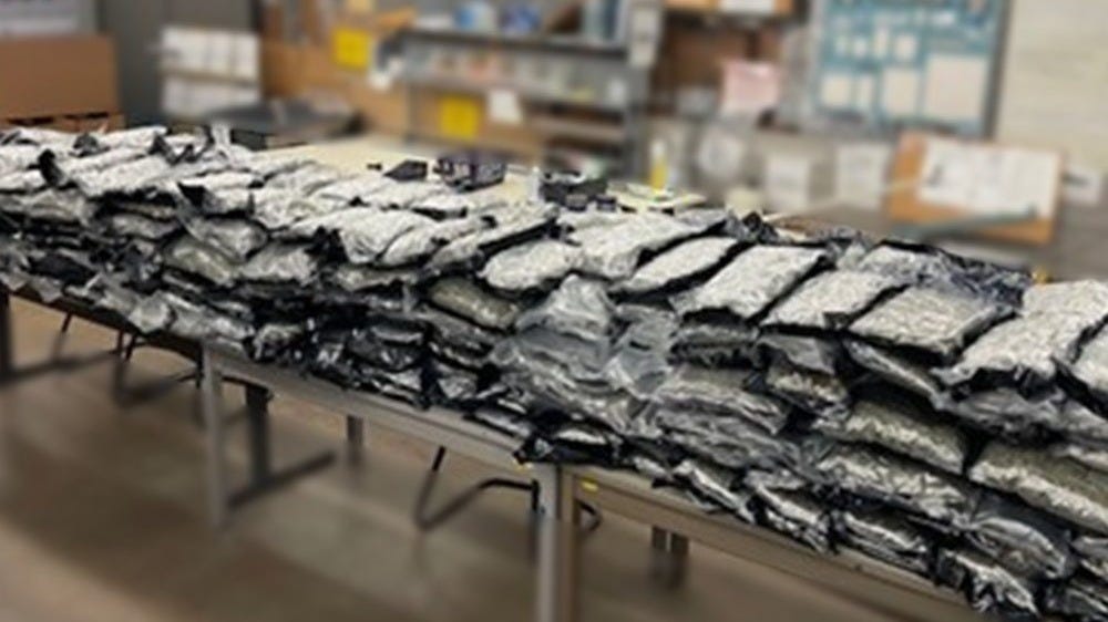 This 398-pound load of marijuana was seized by Dallas Police Officers as it was being prepared for shipment elsewhere on August 6, 2025. This 398-pound load of marijuana was seized by Dallas Police Officers as it was being prepared for shipment elsewhere on August 6, 2025.