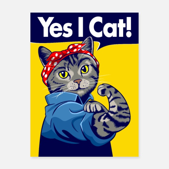 Retro Cat Motivation Poster 18x24