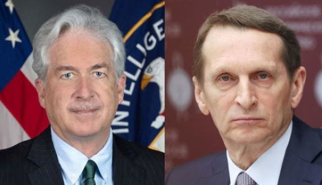 CIA chief William Burns meets Russian spy boss Sergey Naryshkin CIA chief William Burns meets Russian spy boss Sergey Naryshkin