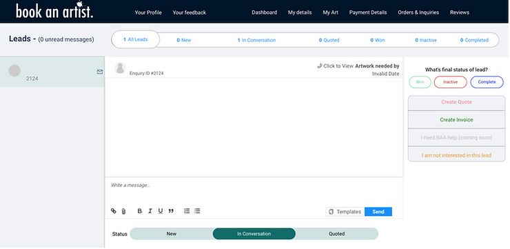 Book an Artist lead management platform