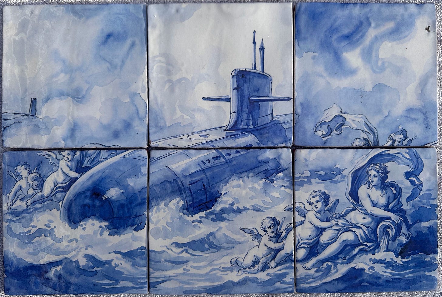 Submarine azulejo panel