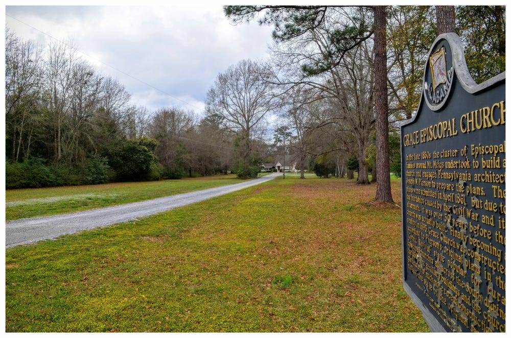 Approach to Grace Episcopal Church, Pike Road, Montgomery County, Alabama