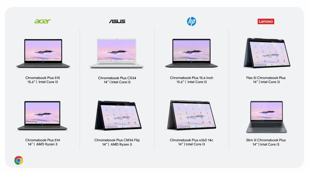Google Chromebook Plus devices