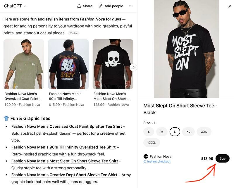 Así se ven las recomendaciones de producto en ChatGPT