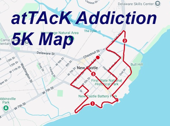 May be an image of map and text that says 'EBasin Rd Casimir Dr 쫑 Delaware Skills Center Broad Dyke Canal Carrie Downie Elementary School Hermitage Natural The Dyke 14th St Delaware St 2 13th 12th St St w W11th Washington St Chestnut St Gray S St 9th 8th St W Young St w7thSt New astle Juniper St Ham Bull Hill St 2nd w 7th St 5thSt Hist ical ark First State Nati nal Se Dobbinsville Park W7thSt New Castle Battery P ark W7tSt N7th St'