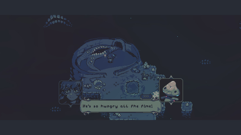 A mysterious building contains a giant mouth with eyeballs.