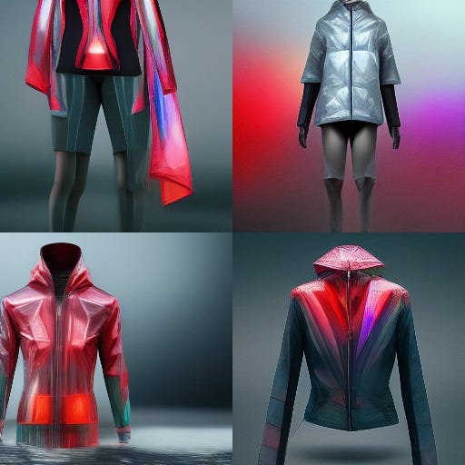 silky layerered light rain jacket by Issey Miyake, fashion parade, concept art hyperreal 8k
