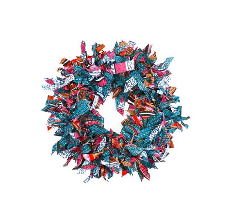 Eva Sonaike's wreaths of African wax fabric