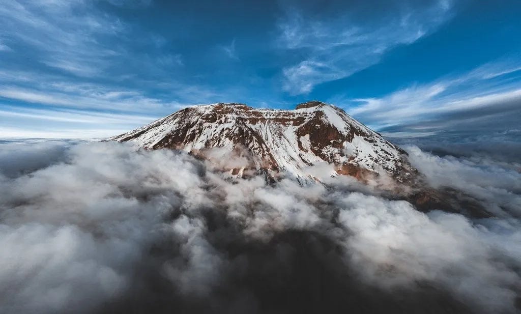 Snow on Kilimanjaro. Satellite photos. 2021