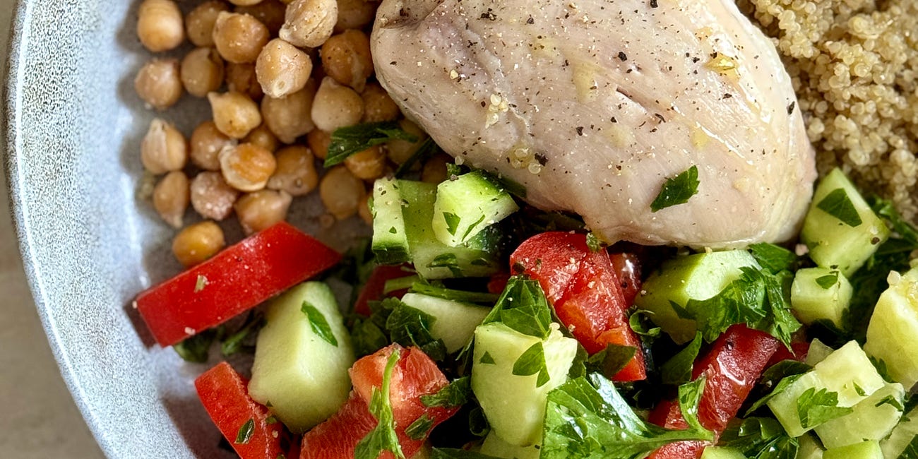 Garlic-lemon chicken mezze bowls
