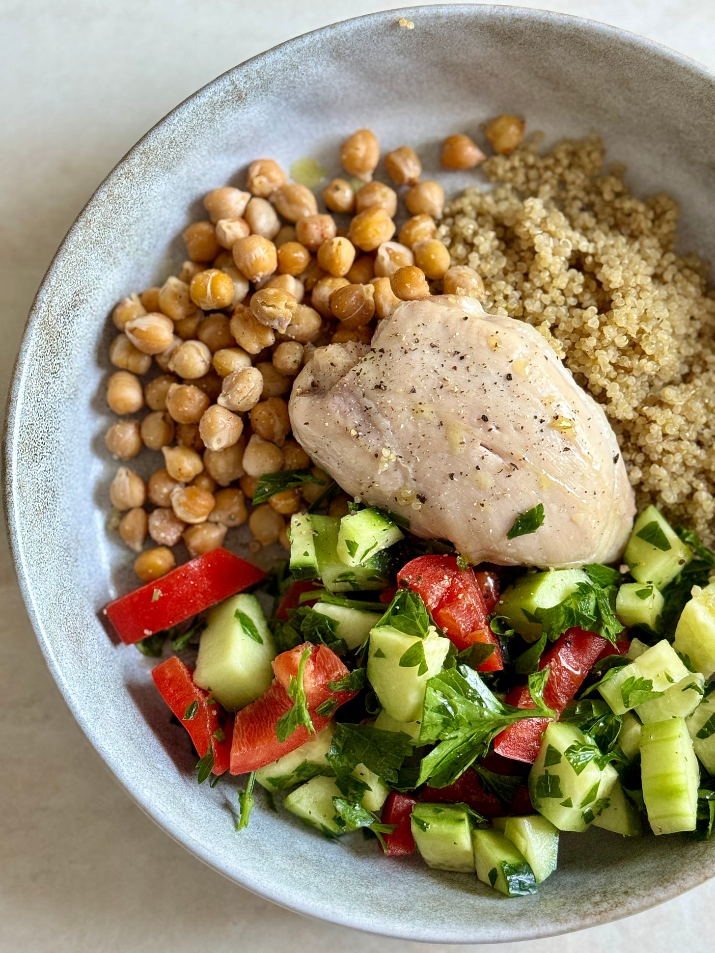 Garlic-lemon chicken mezze bowls