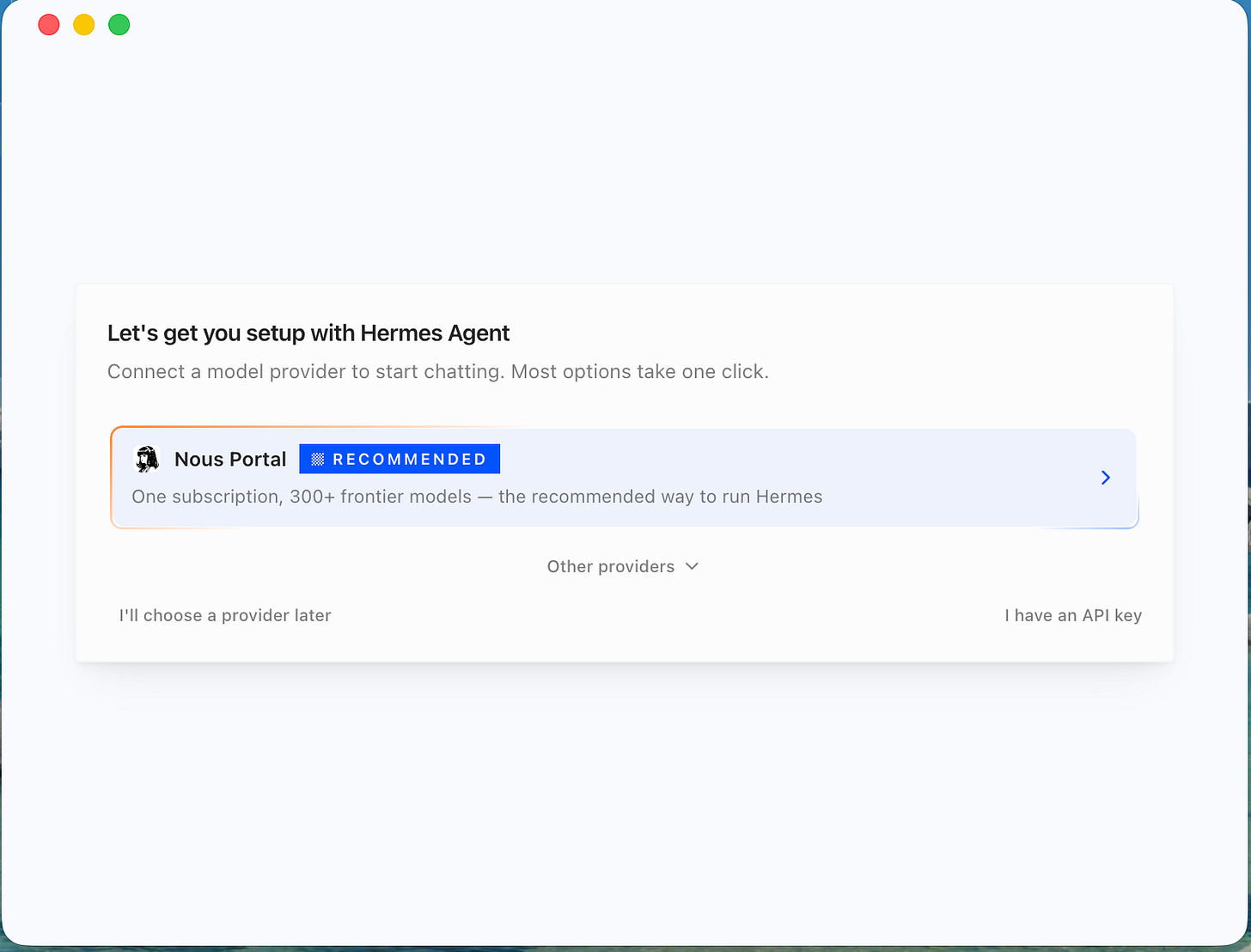 Provider Setup Screen Provider Setup Screen