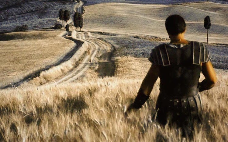 Set of the film "The Gladiator" - Terrapille farm road - Valdorcia