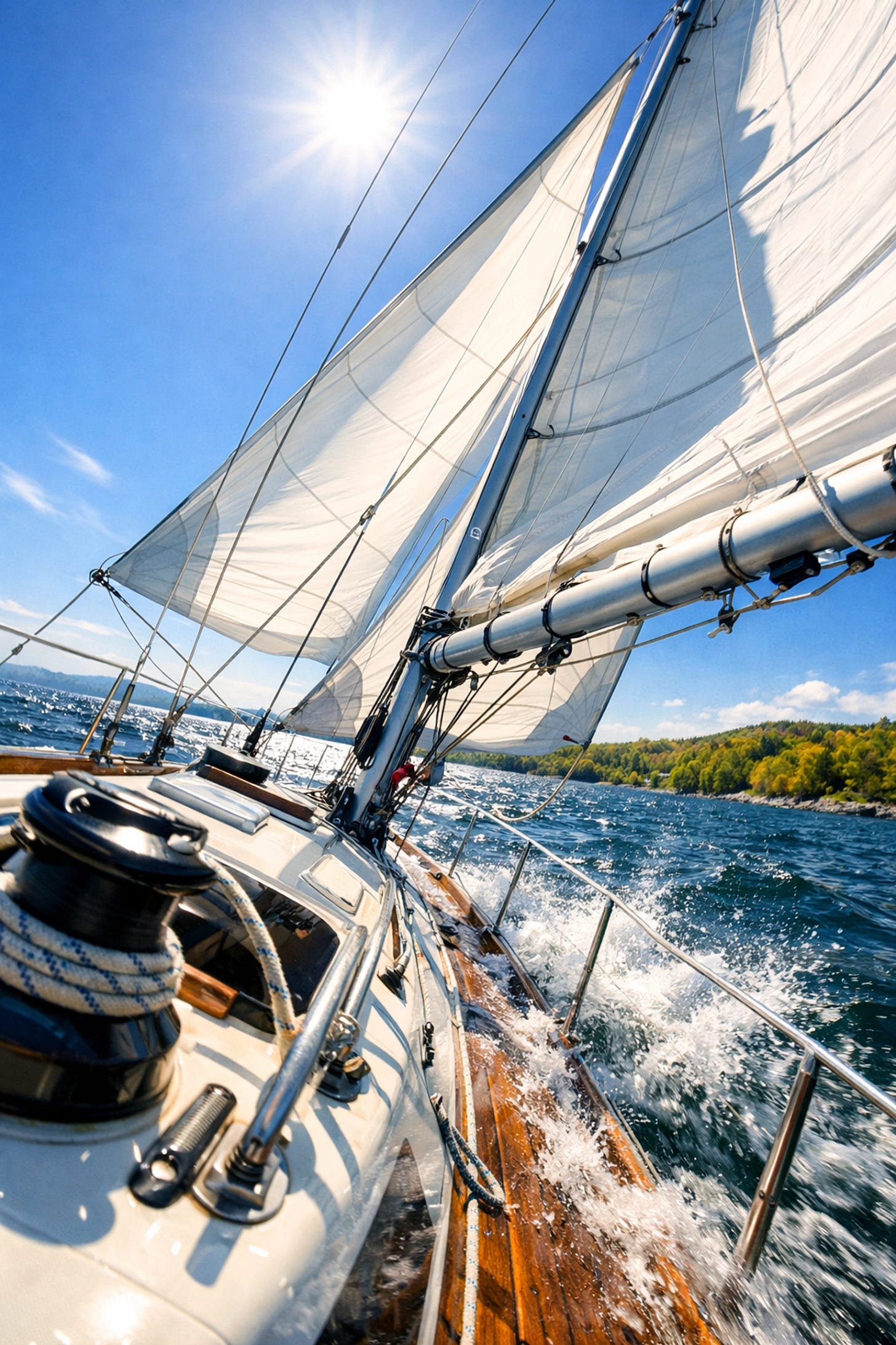White sailboat sails on water, showing how to find peace at a catholic church near me through the Spirit.