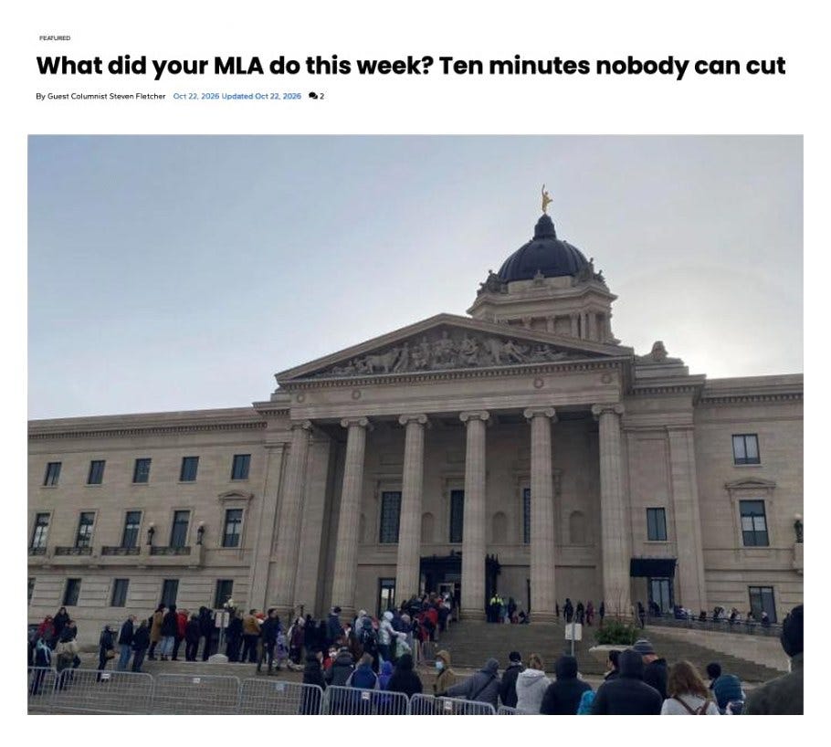 What did your MLA do this week? Column 5: Ten minutes nobody can cut