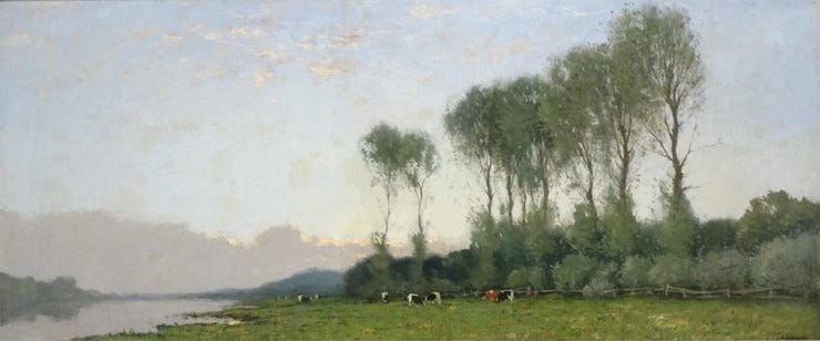 'Panoramisch rivierlandschap met koeien aan de kade' - olieverf op doek: Cornelis Kuypers (kavel 1316, Van Spengen, Hilversum) 'Panoramisch rivierlandschap met koeien aan de kade' - olieverf op doek: Cornelis Kuypers (kavel 1316, Van Spengen, Hilversum)