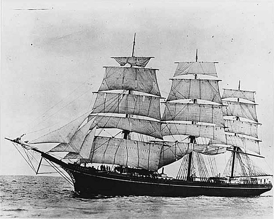 File:A.J. Fuller (ship, 1881), a full rigged sailing ship at sea.jpg