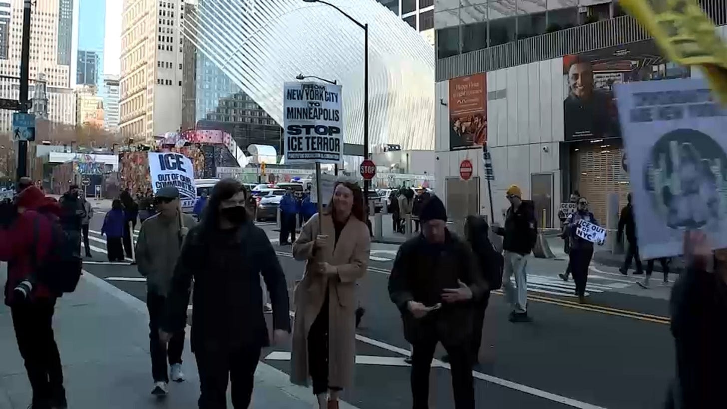 Minneapolis ICE shooting: Protesters rally and march in NYC Thursday in  response to officer's killing of motorist - ABC7 New York