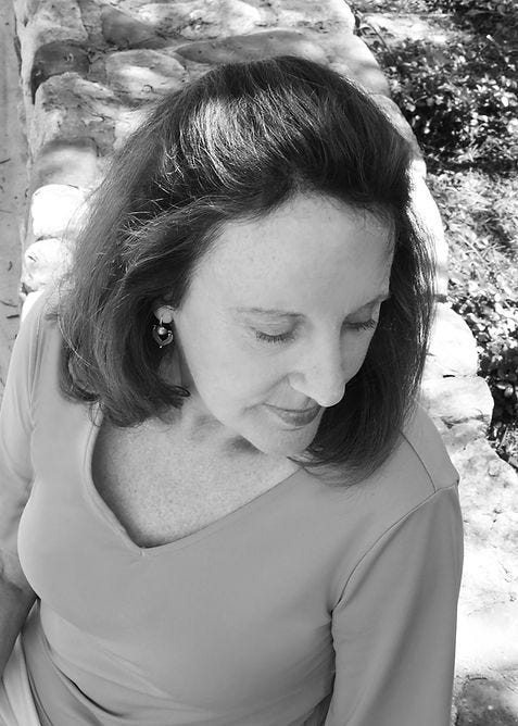 Black and white photo of the author, Carolyn Chilton Casas.