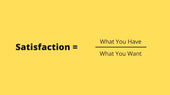 Satisfaction equals What you Have divided by What you Want - The Quotable  Coach %