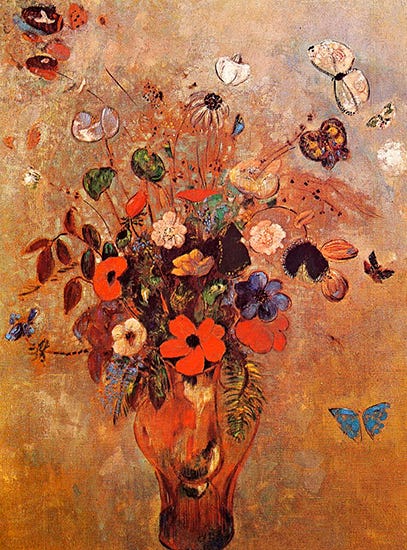 Vase with Flowers and Butterflies by Odilon Redon Vase with Flowers and Butterflies by Odilon Redon