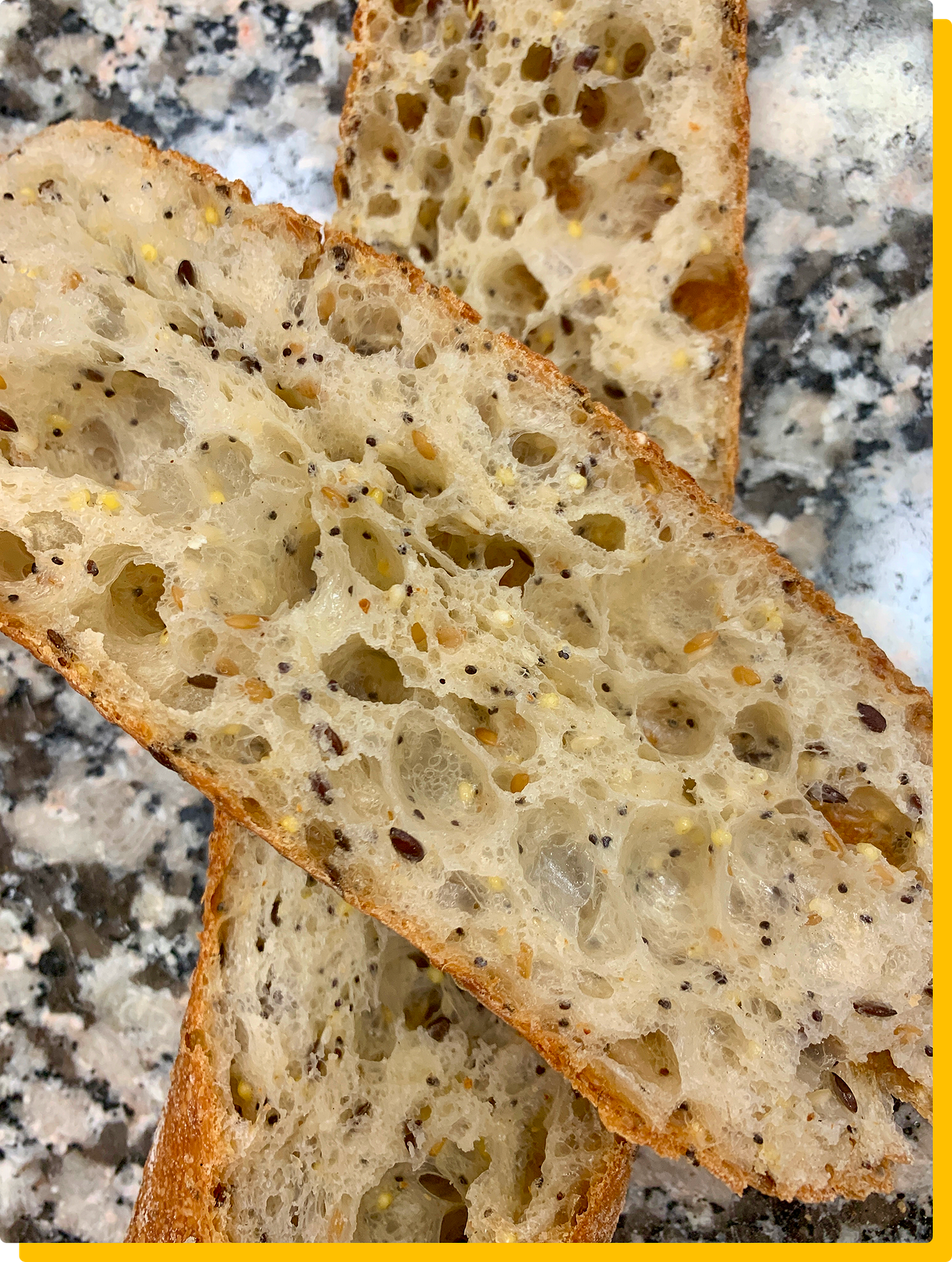 Photo of seeded baguette crumb