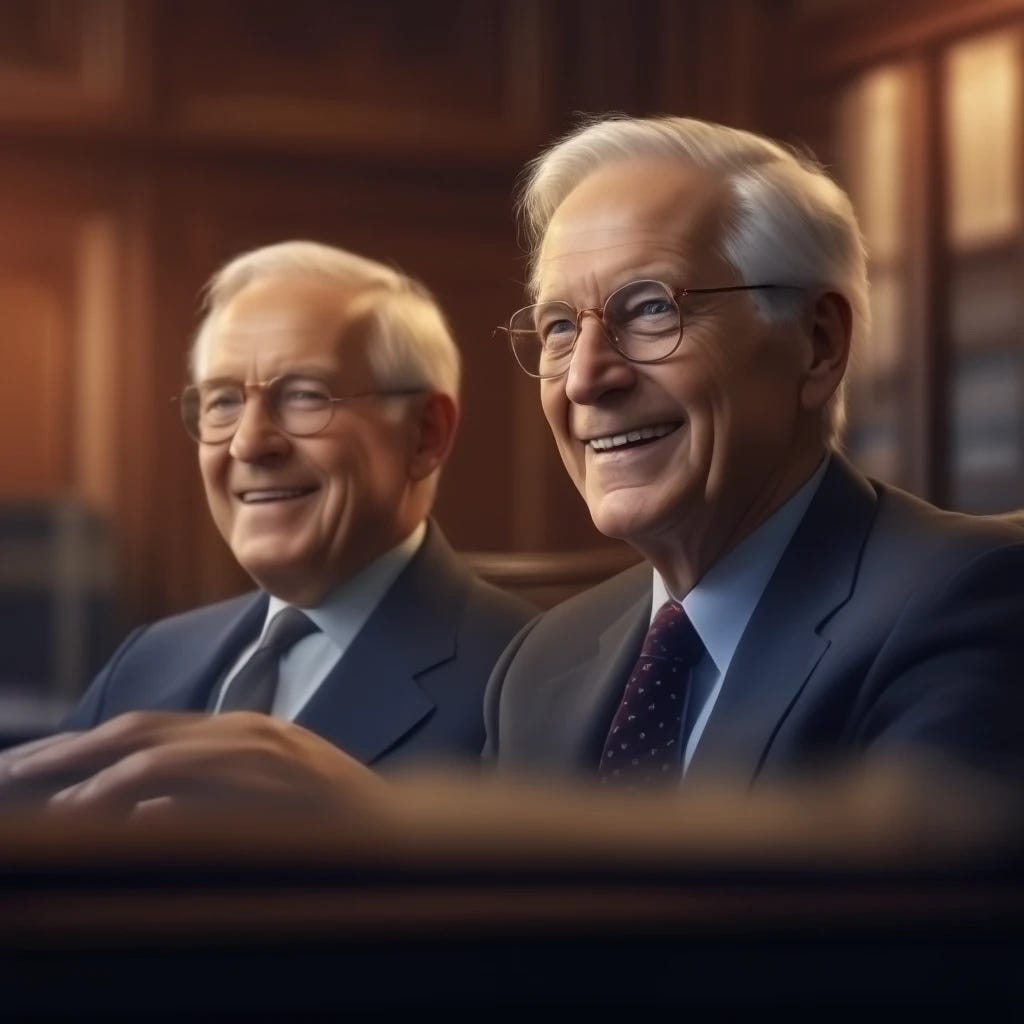 Charles and David Koch wearing glasses and smiling
