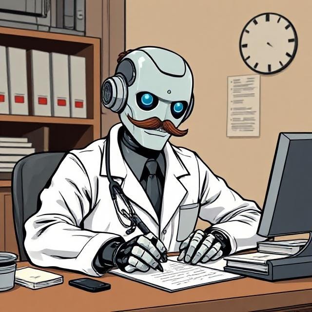 AI generated image of Dr. Mqx as an AI bot writing this article about AI bots in medicine. I like that it’s wearing a tie. AI generated image of Dr. Mqx as an AI bot writing this article about AI bots in medicine. I like that it’s wearing a tie.