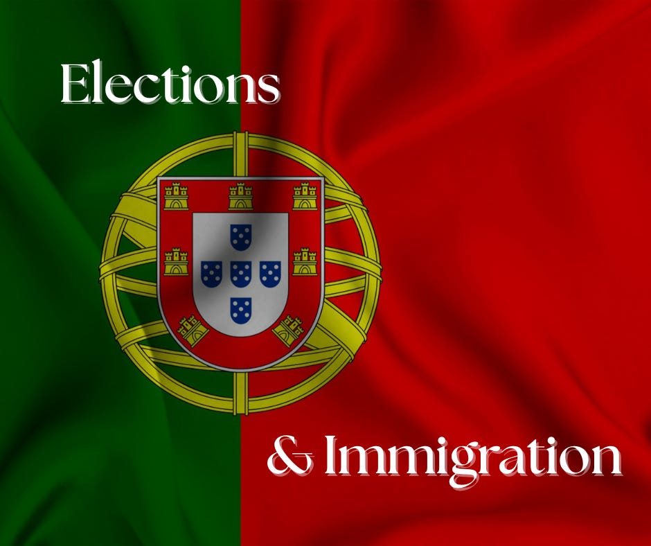 Portuguese flag left side green, right side red with a crest/shield) as the background and the words Electons & Immigration. Sorry. My creativity bank is way empty.