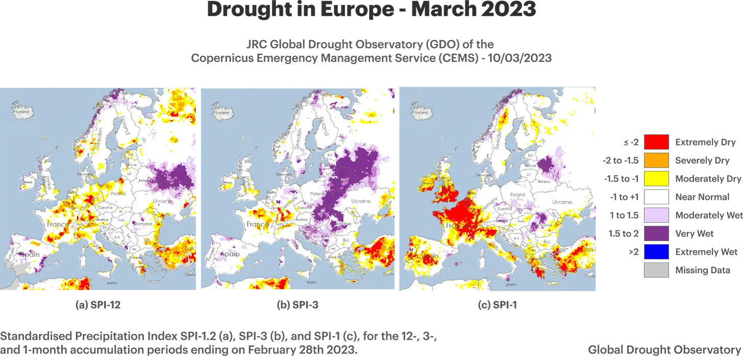 Figure 1: European drought indicator in 2022