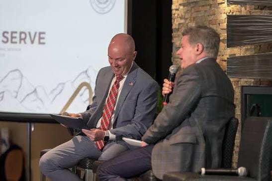 Left: Governor Wes Moore launches Service Year Option | Right: Governor Spencer Cox launches One Utah Service Fellowship