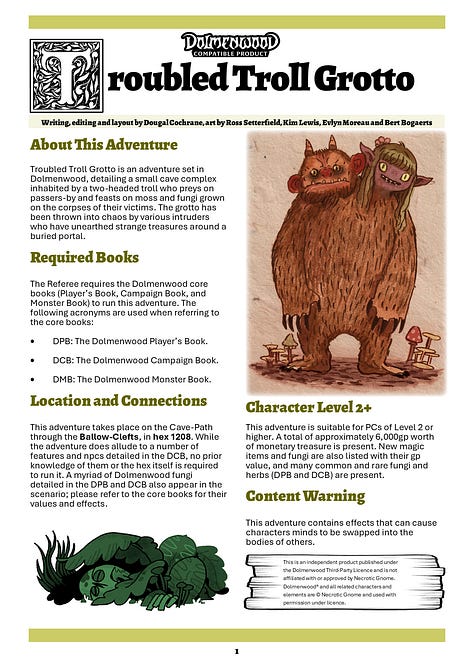 Previews of the first 6 pages, map and npcs