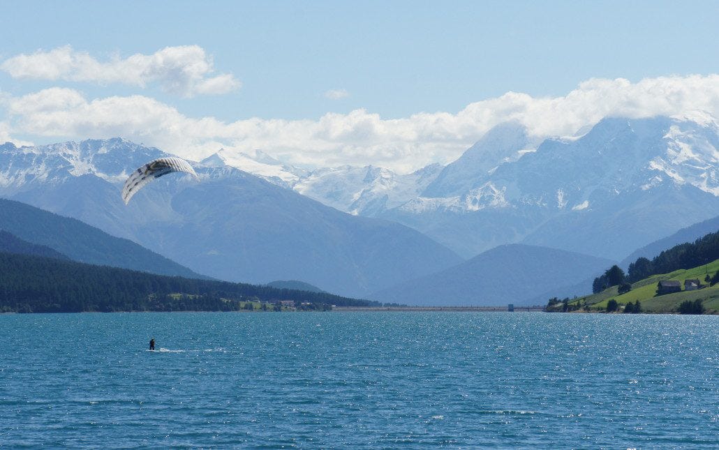 Kite boarding in Resia, Italy Kite boarding in Resia, Italy