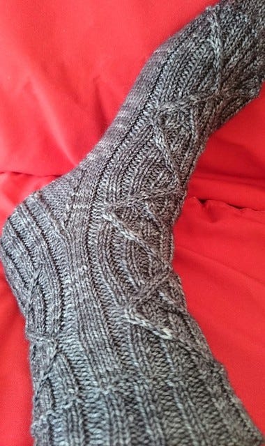 cabled sock side cabled sock side
