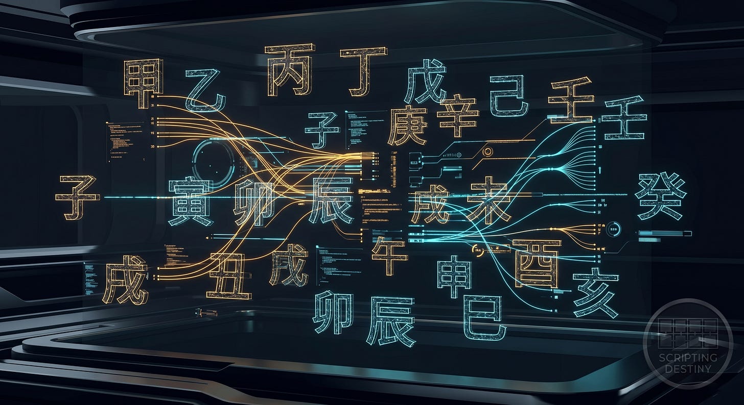 An accurate representation of what a BaZi chart looked like to my brain the first time I saw one. Hopefully, this series helps sort it all out.