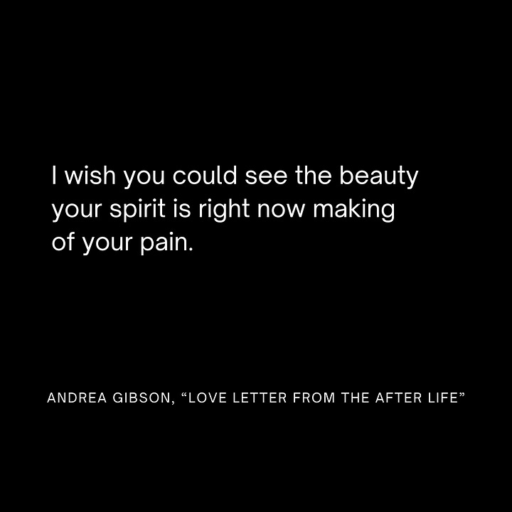 quote 1: One day you will understand  why I read the poetry of your grief to those waiting to be born and they are all the more  excited., quote 2: I wish you could see the beauty your spirit is right now making of your pain., quote 3: I am more here than I ever was before. I am more with you  than I ever could have imagined. So close you look passed me when wondering where I am., quote 4:  can’t believe  I ever thought  I could lose you.