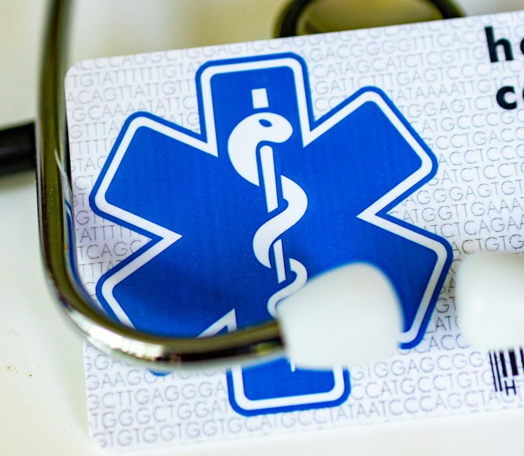 A card with a medical symbol on it