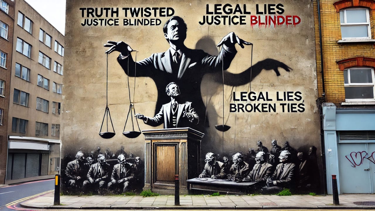 一幅墙壁涂鸦展示美国的司法腐败