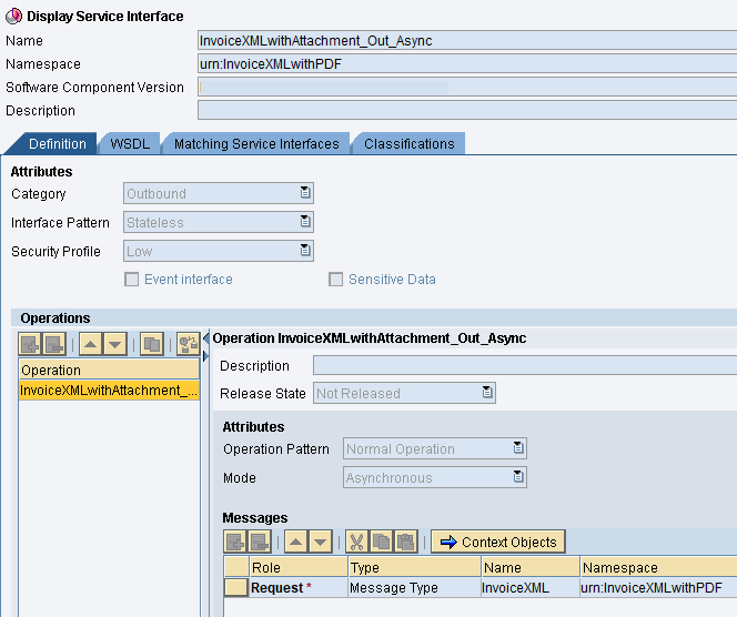 Outbound Service interface that send the main payload with the attachment Outbound Service interface that send the main payload with the attachment