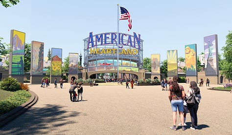 Renderings of proposed American Heartland Theme Park & Resort near Grand Lake, Oklahoma (from americanheartlandthemepark.com) 