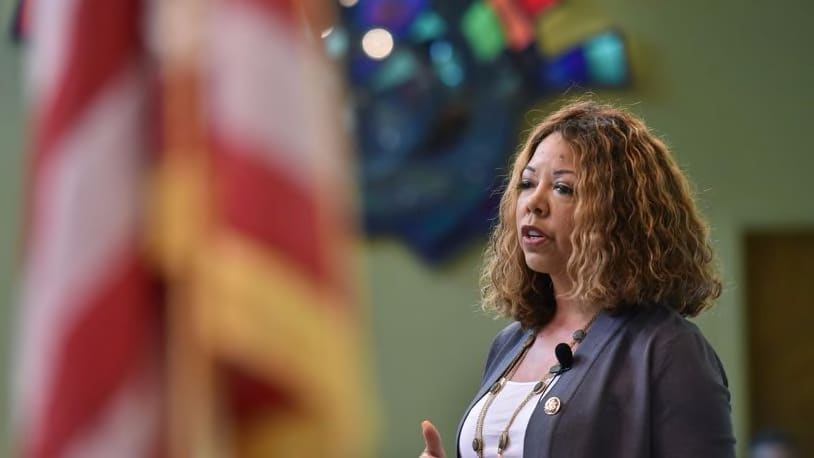 U.S. Rep. Lucy McBath, D-Marietta, at a town hall meeting in Marietta in April. HYOSUB SHIN / HSHIN@AJC.COM