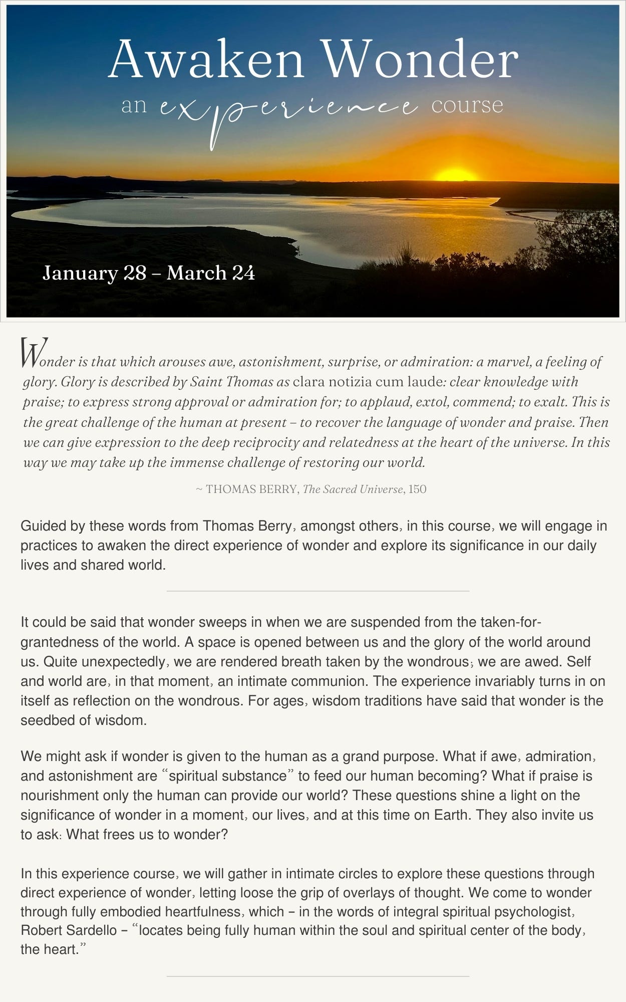 Awaken Wonder Course description