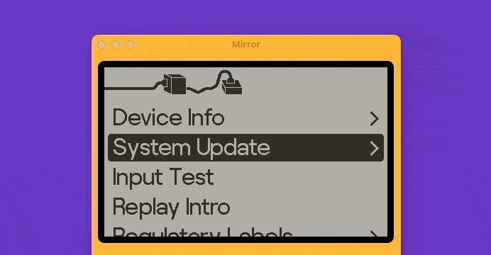 Animated breadcrumbs showing various cables daisy-chaining each other, one for each level deep in the menu you are.