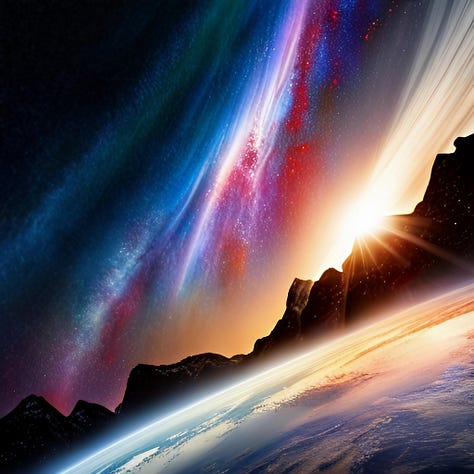 AI-generated images of the universe in red, green, and blue