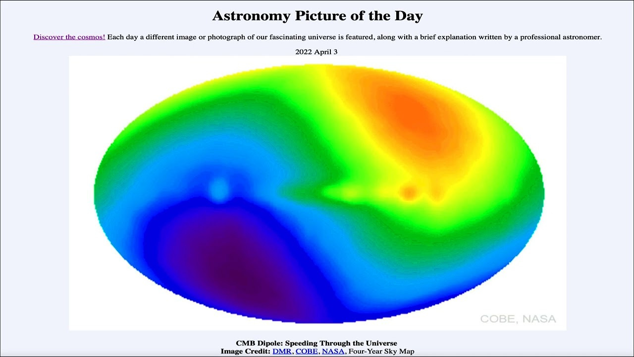 2022 April 03 - CMB Dipole: Speeding Through the Universe - YouTube