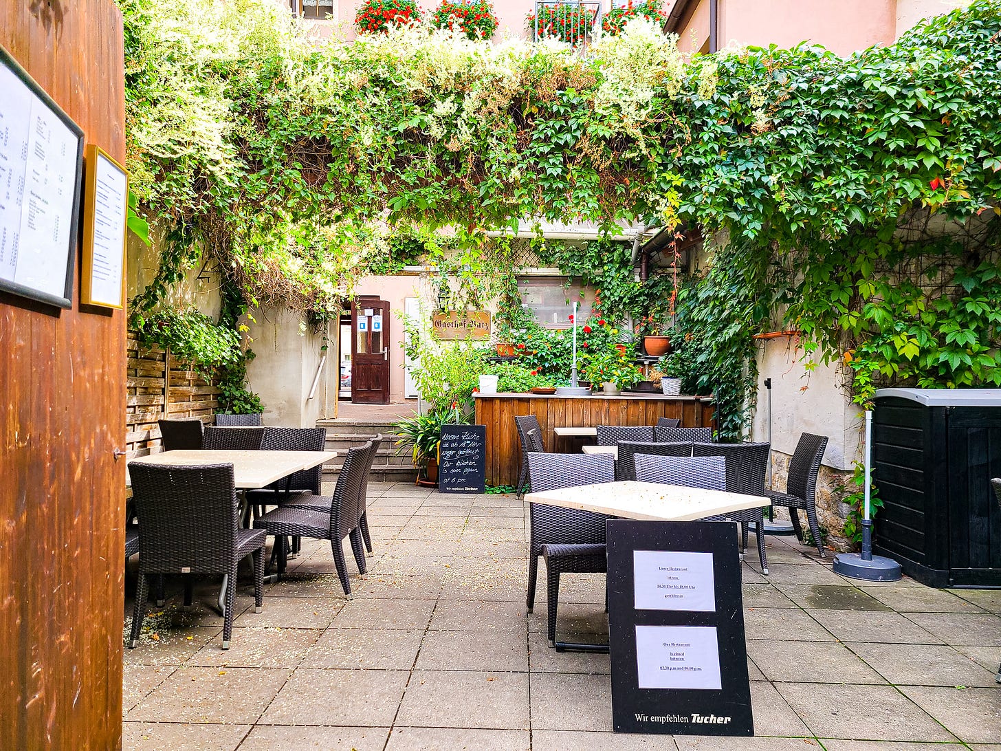 just a really pretty restaurant courtyard