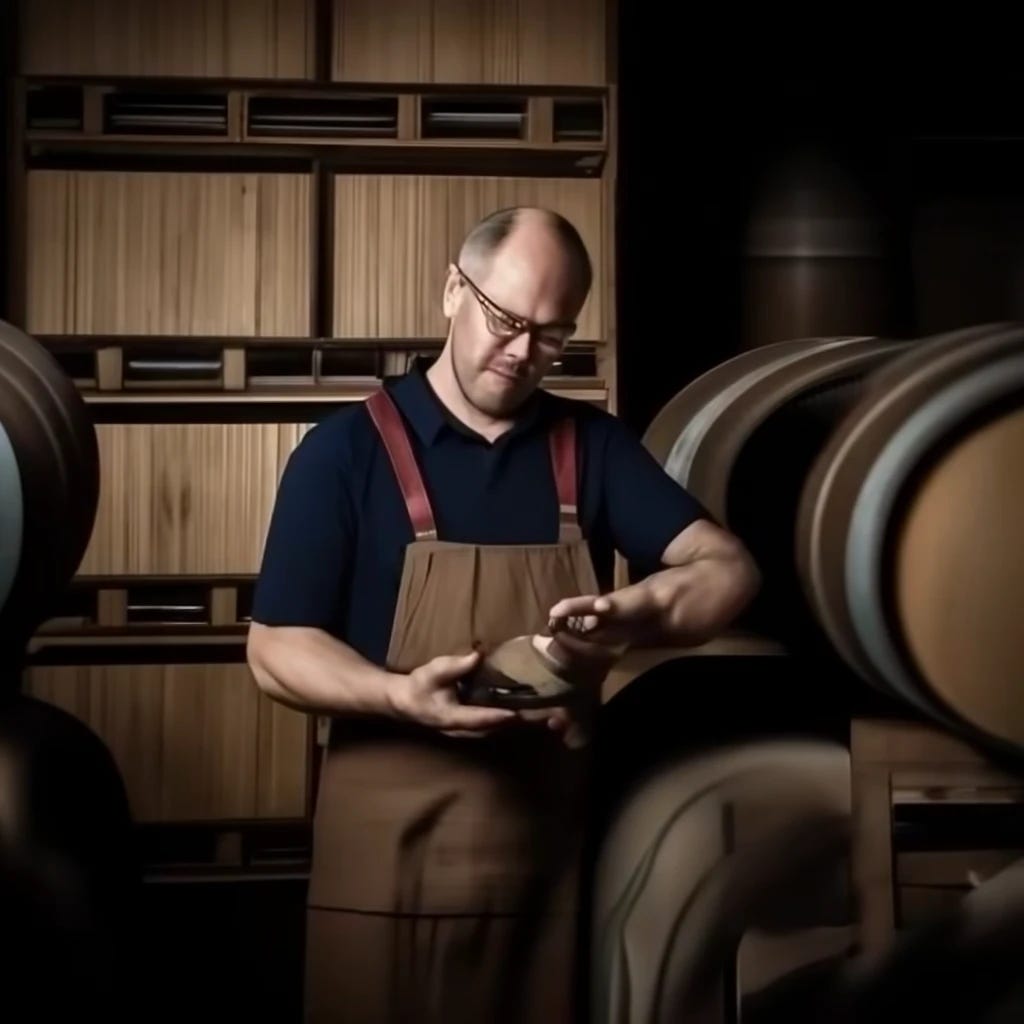 man working at whiskey distillery