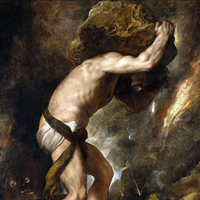 Painting of Sisyphus by Titian